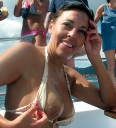 Pierced nipple milf having fun on cruise ship and